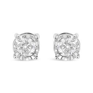 Haus of Brilliance Sterling Silver  Miracle-Set Diamond Solitaire Stud Earrings
